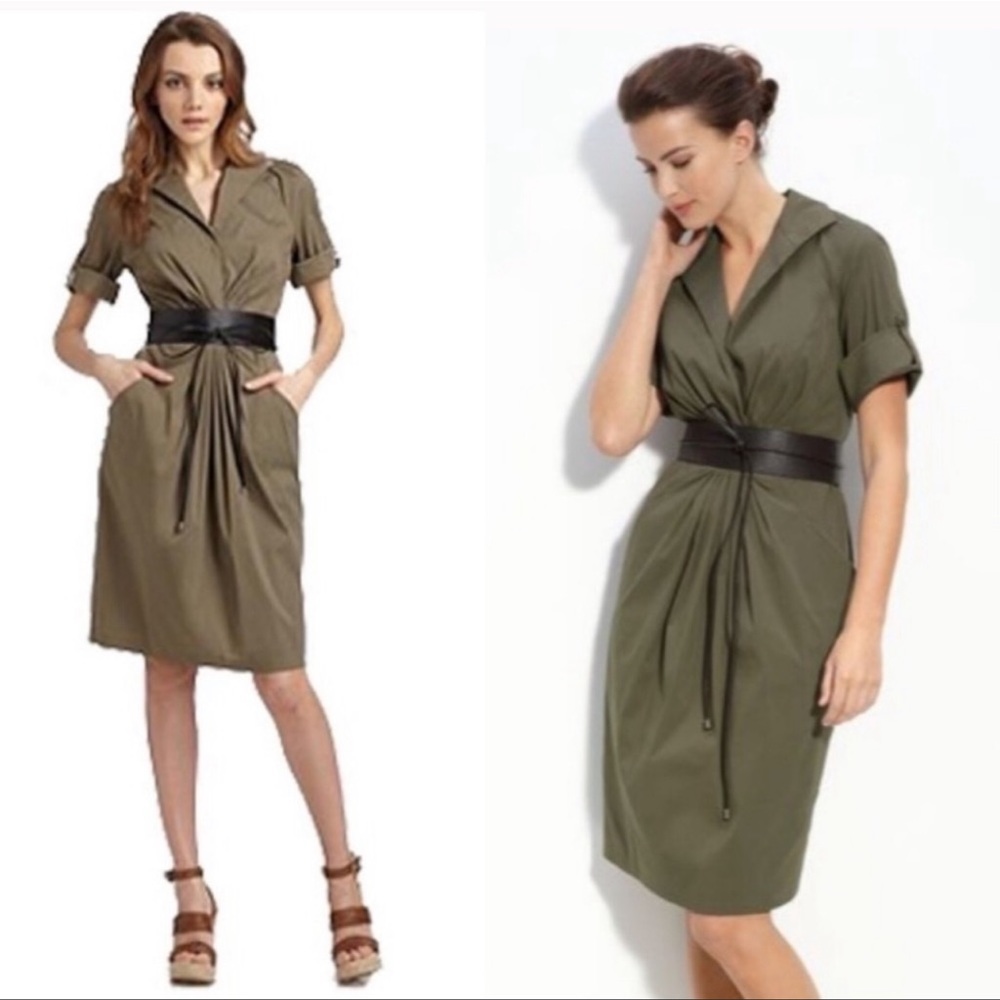 Lafayette 148 New York olive green lightweight dress